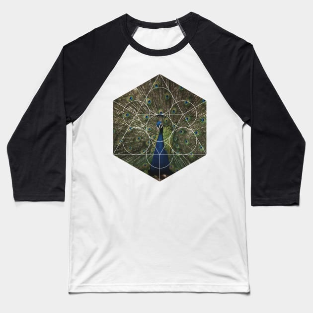 Beautiful Peacock Geometric Photography Baseball T-Shirt by deificusArt